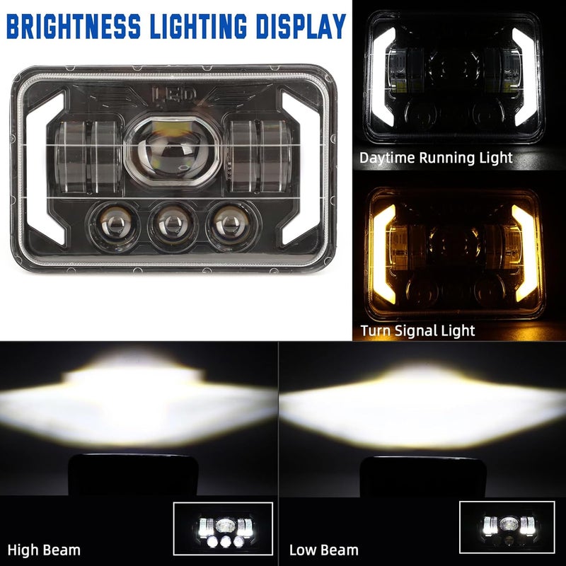 WIKIBB 4x6 LED Headlights Kit with Bracket Compatible with Suzuki DR-650 & DRZ400, Motorcycle Brightness Headlight Replacement With Mounting Hardware High & Low Beam - Image 5